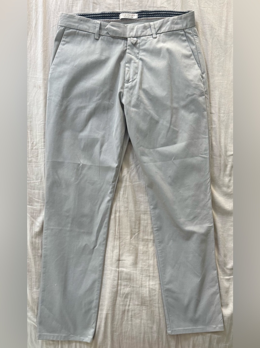 Luca Faloni Men’s 32 Summer Chinos Light Gray Made in Italy Stretch Cotton